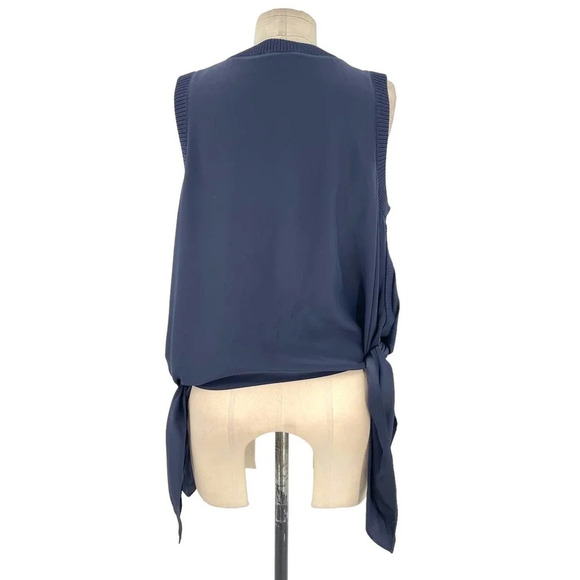 Cinq à Sept Olimpia Tie-Side Sleeveless Silk‎ Tank Top Navy Blue Size Small - Picture 8 of 11